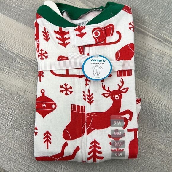 Carter’s cotton red and white sleep and play holiday size 9 months NWT - Picture 13 of 14